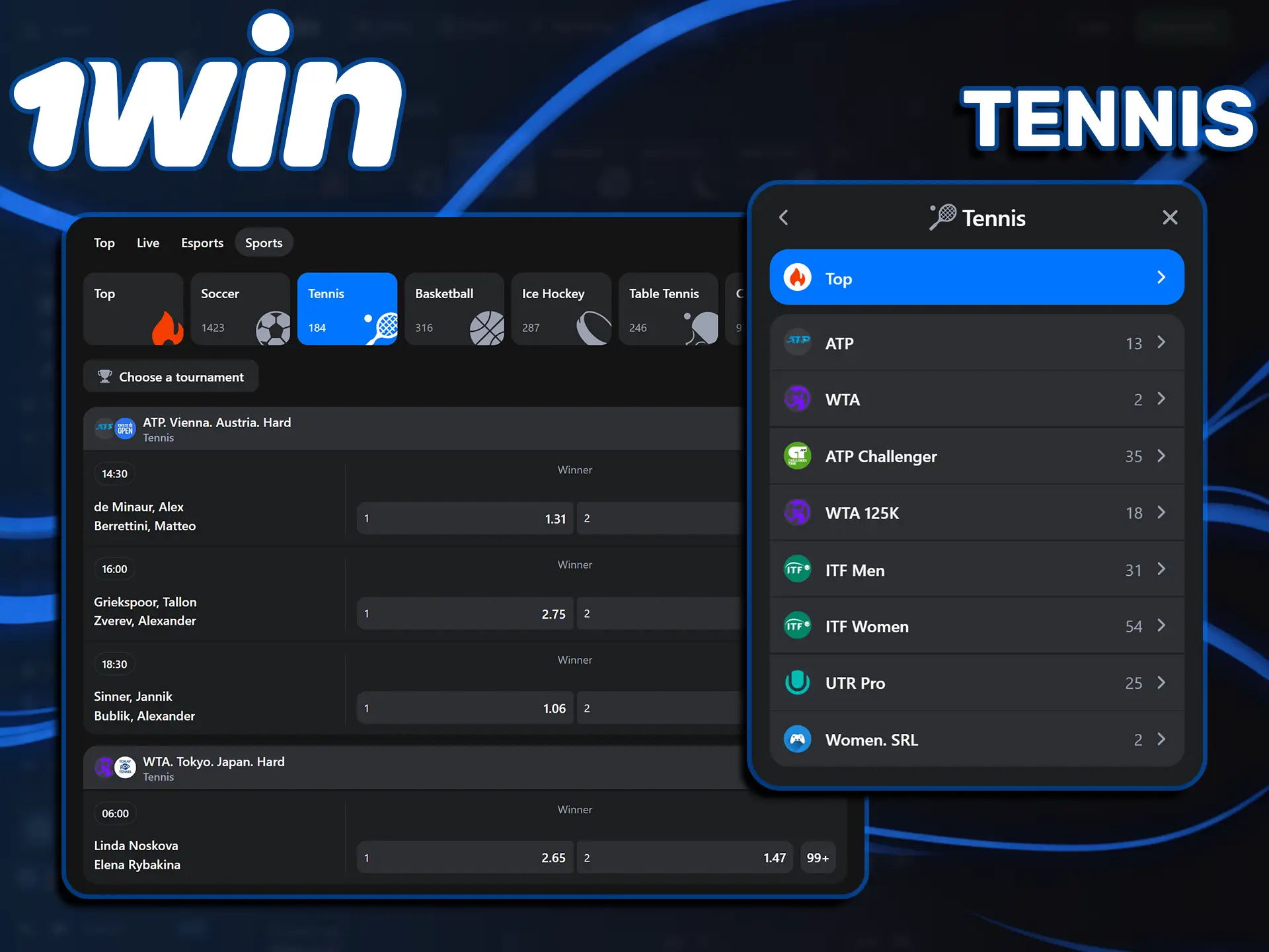 Tennis Betting at 1win Nigeria